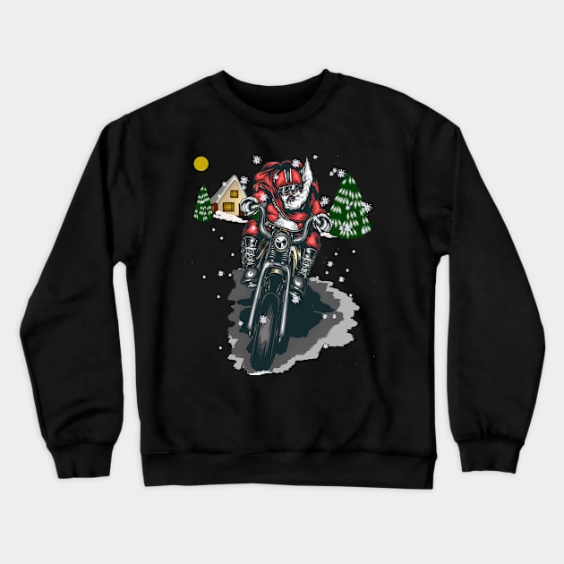 Christmas Biker Crewneck Sweatshirt by TexasTeez